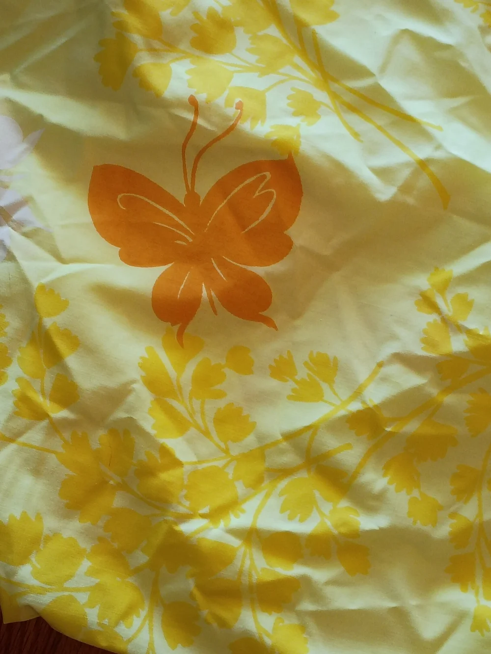 Vintage Springmaid MARIPOSA BUTTERFLY Yellow Orange Fitted Sheet